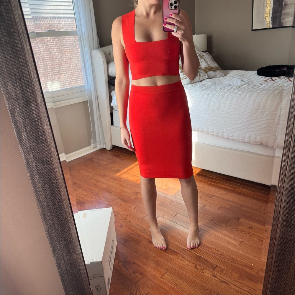 Red Women's two piece skirt set